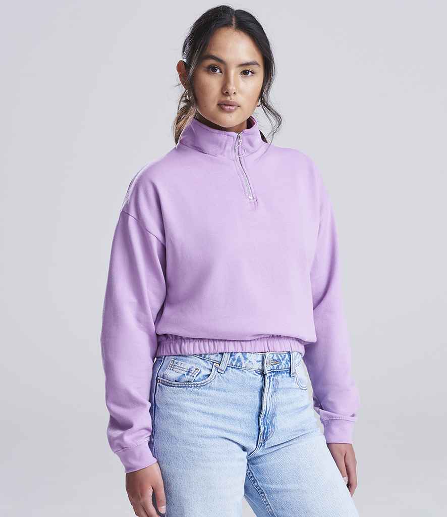 パープルリブの服 AWDis Ladies Cropped 1/4 Zip Sweatshirt - PenCarrie